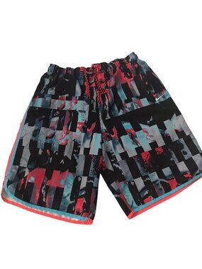 Nike Swim Trunks Mens L Watercolor Neon Red Blue Mesh Artsy Surfer Board Shorts